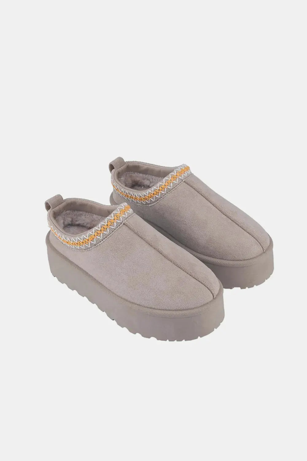 Weeboo Platform Embroidered Trim Slip-On Boots by Weeboo