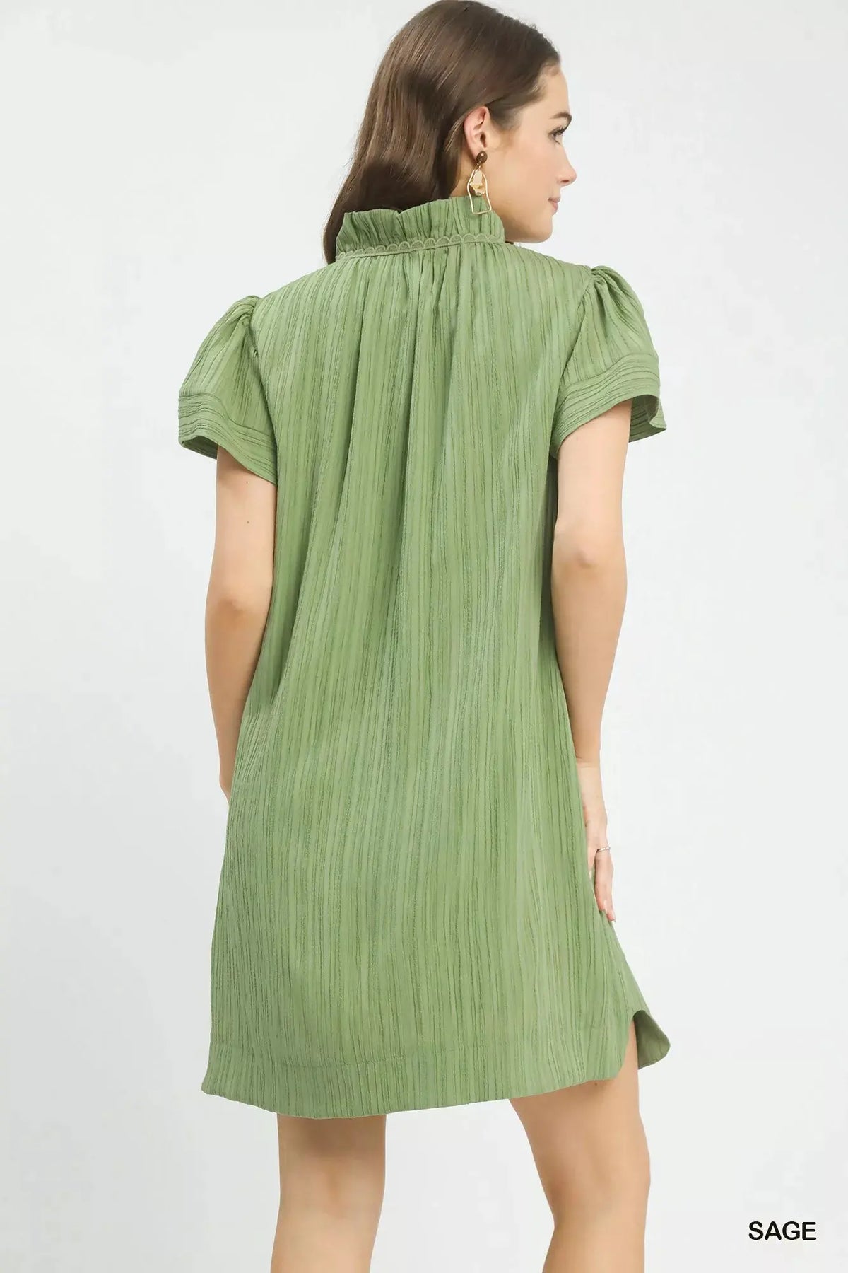 Umgee Flutter Sleeve V-Neck Shift Dress by Umgee