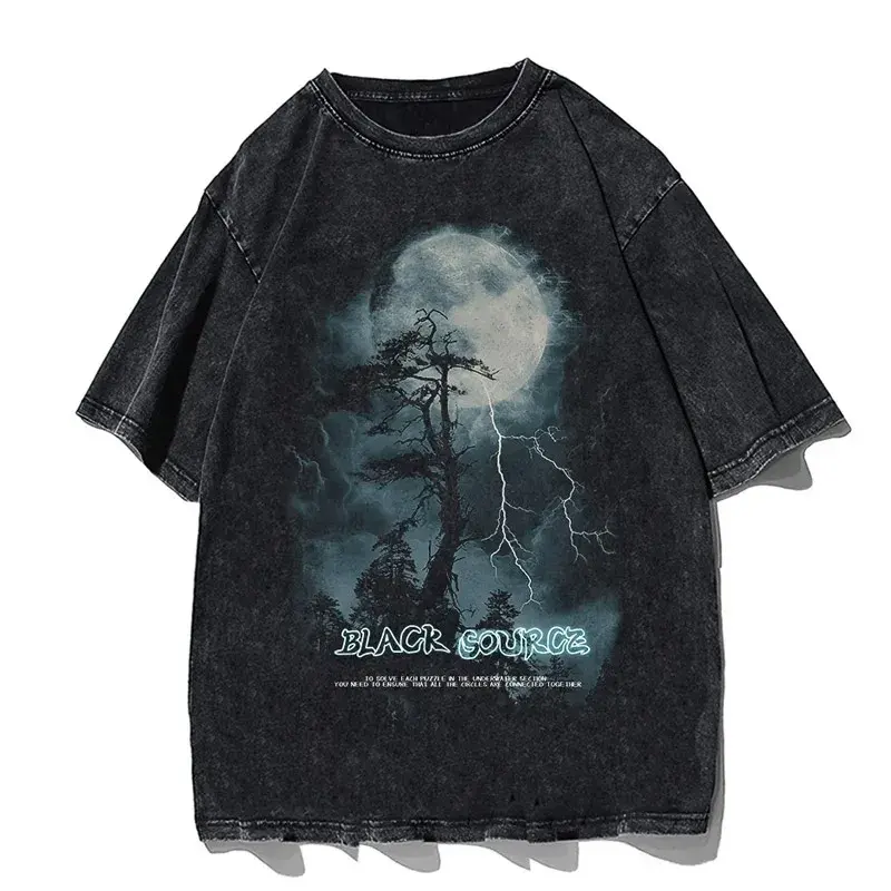 Hip-Hop Skull T-Shirt Men Vintage Harajuku Y2K Streetwear Black Cotton Tee by Vimost Shop