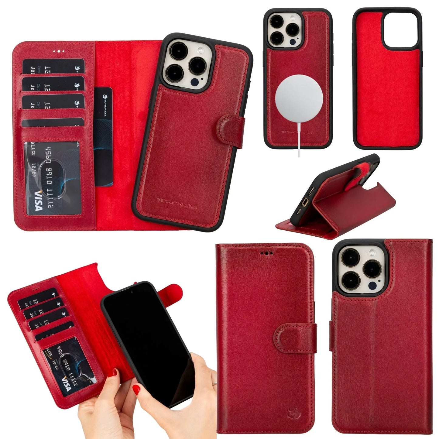 Casper Leather iPhone 15 Pro Wallet Case | Detachable MagSafe Compatible RFID Protection by TORONATA
