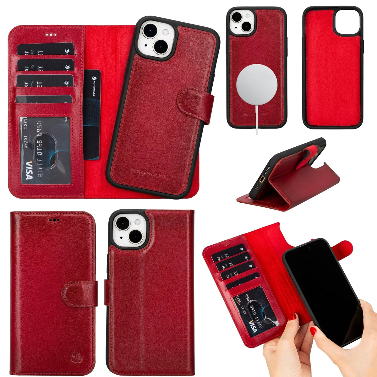 Casper Leather iPhone 15 Plus Wallet Case | Detachable MagSafe Compatible RFID Protection by TORONATA