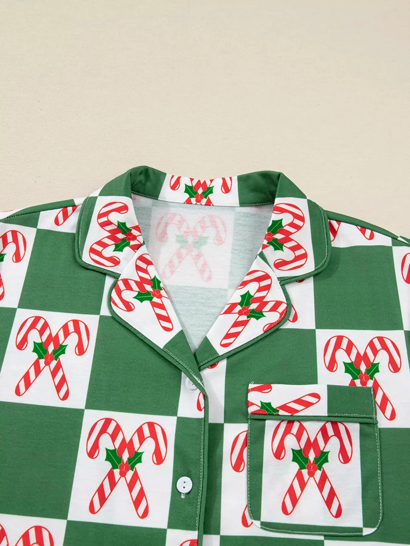 Candy Cane Checkered Pattern 2pcs Pajama Set by Partner Label