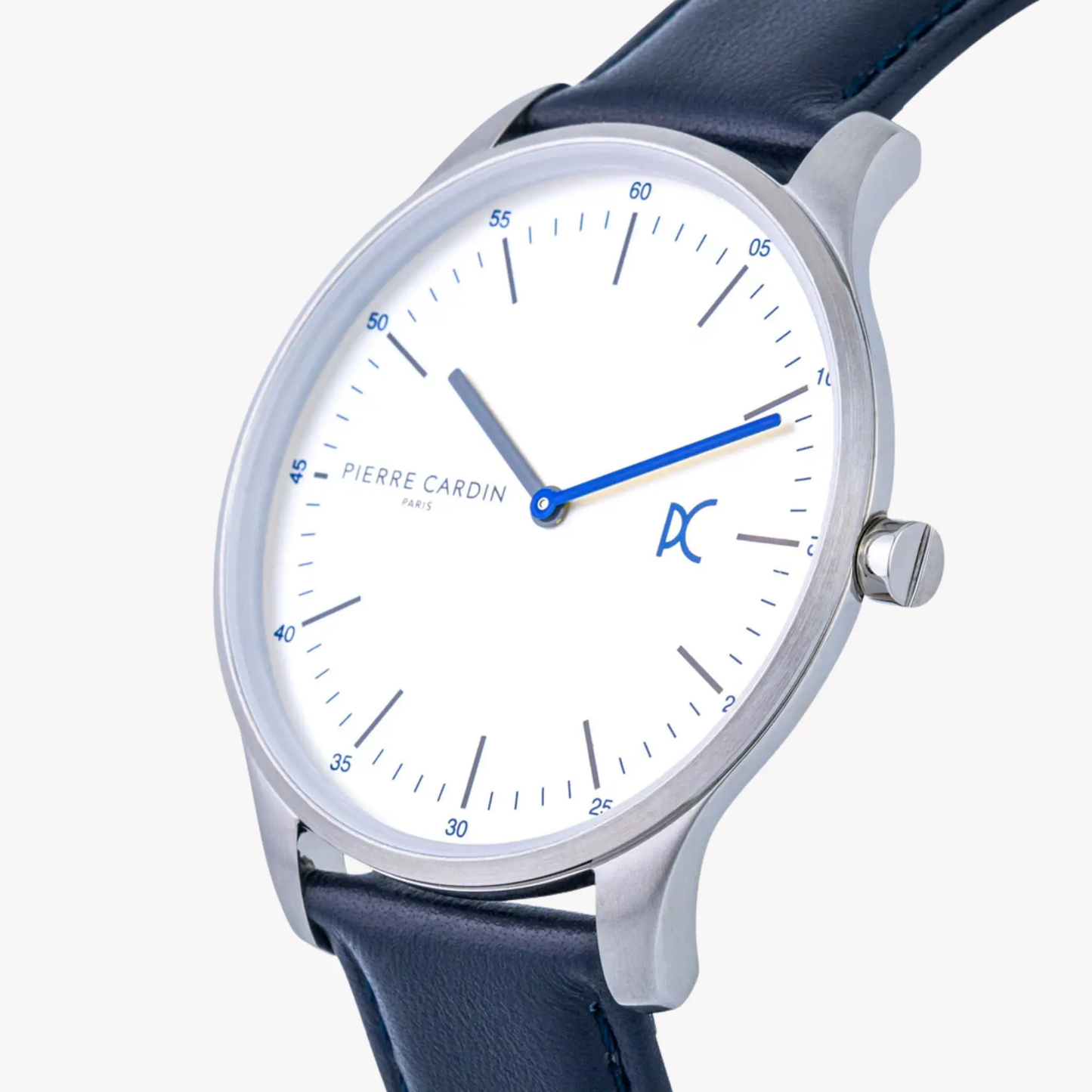 Pierre Cardin Men's Silver Watch, Blue Leather Band | Cba.4001 by PIERRE CARDIN