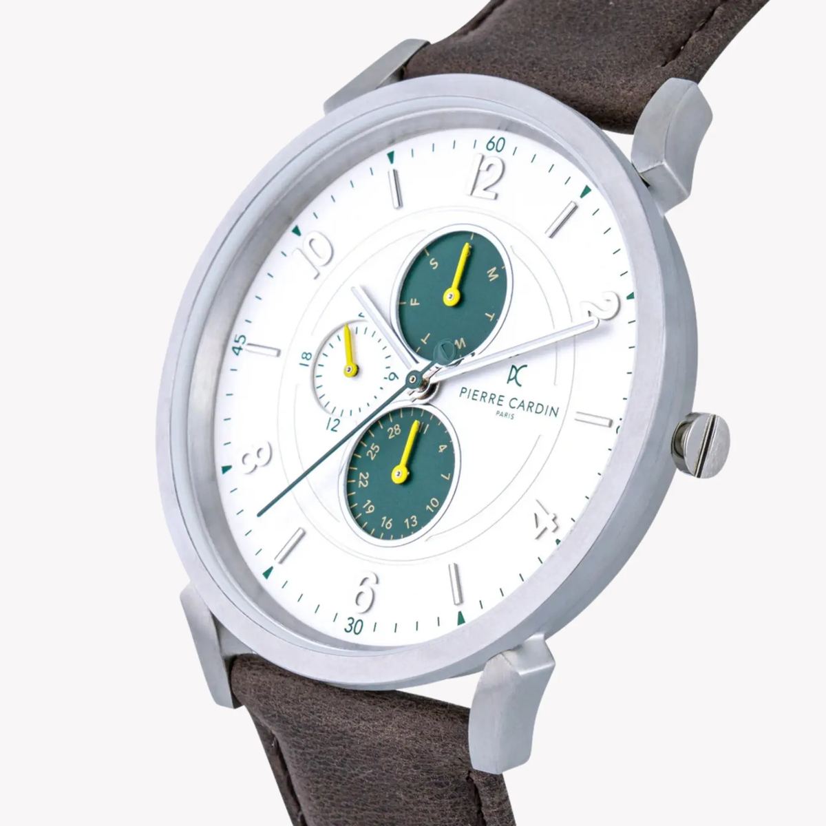 Pierre Cardin Men's Brown Leather Watch, Silver Case | Cpi.2057 by PIERRE CARDIN