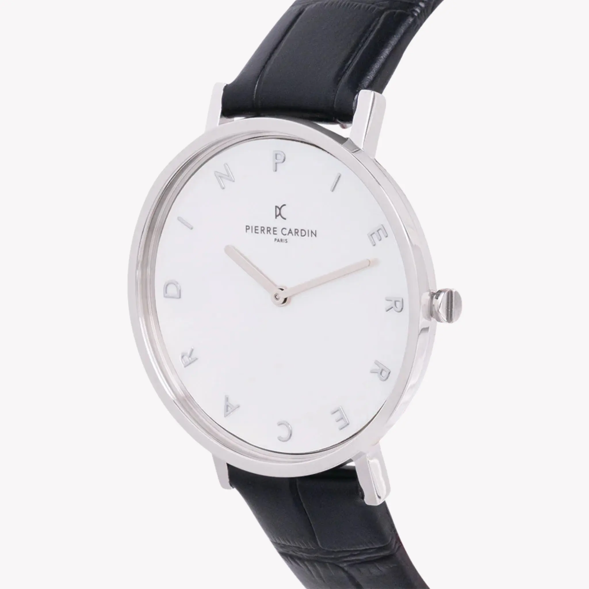 Pierre Cardin Women's Silver Watch, Black Leather Band | Cbv.1128 by PIERRE CARDIN