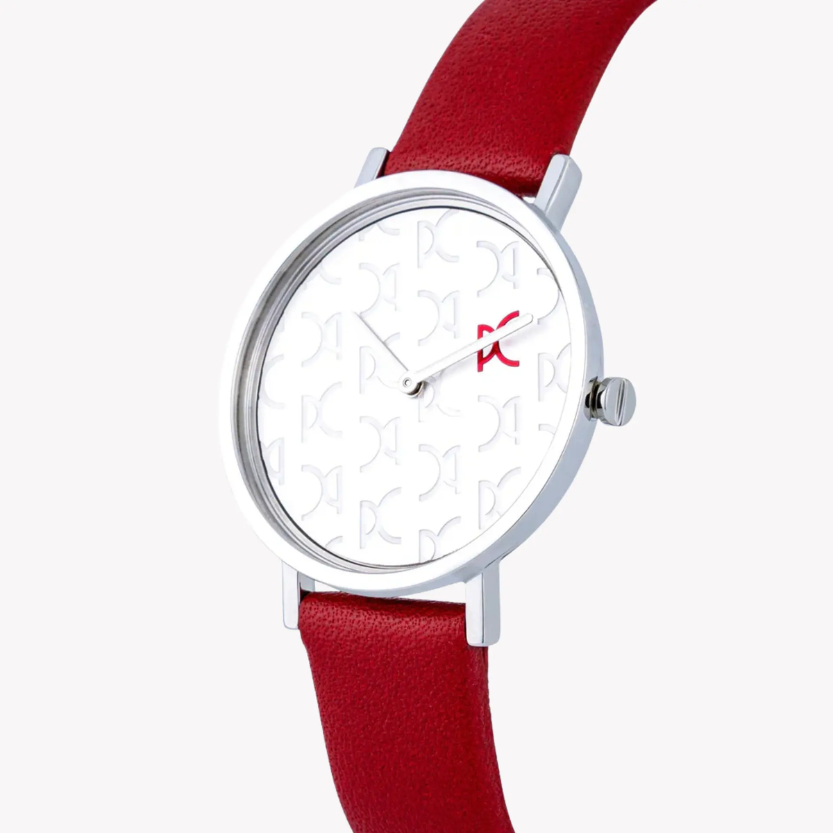 Pierre Cardin Women's Red Leather Watch, Silver Dial | Cbv.1517 by PIERRE CARDIN