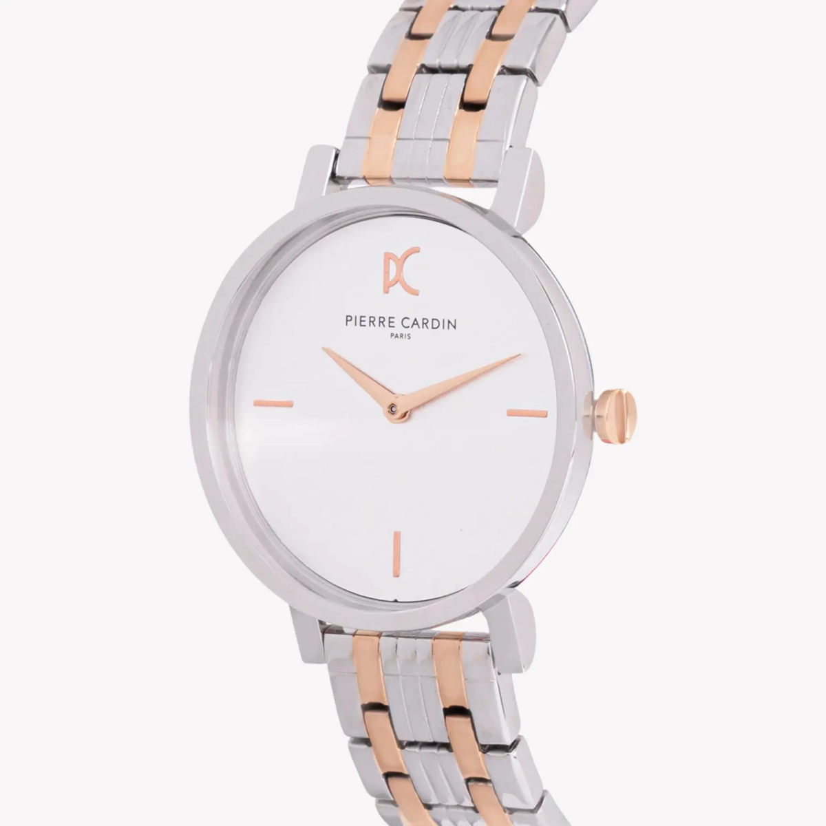 Pierre Cardin Women's Two Tone Silver & Rose Gold Watch, White Dial | Ccm.0530 by PIERRE CARDIN
