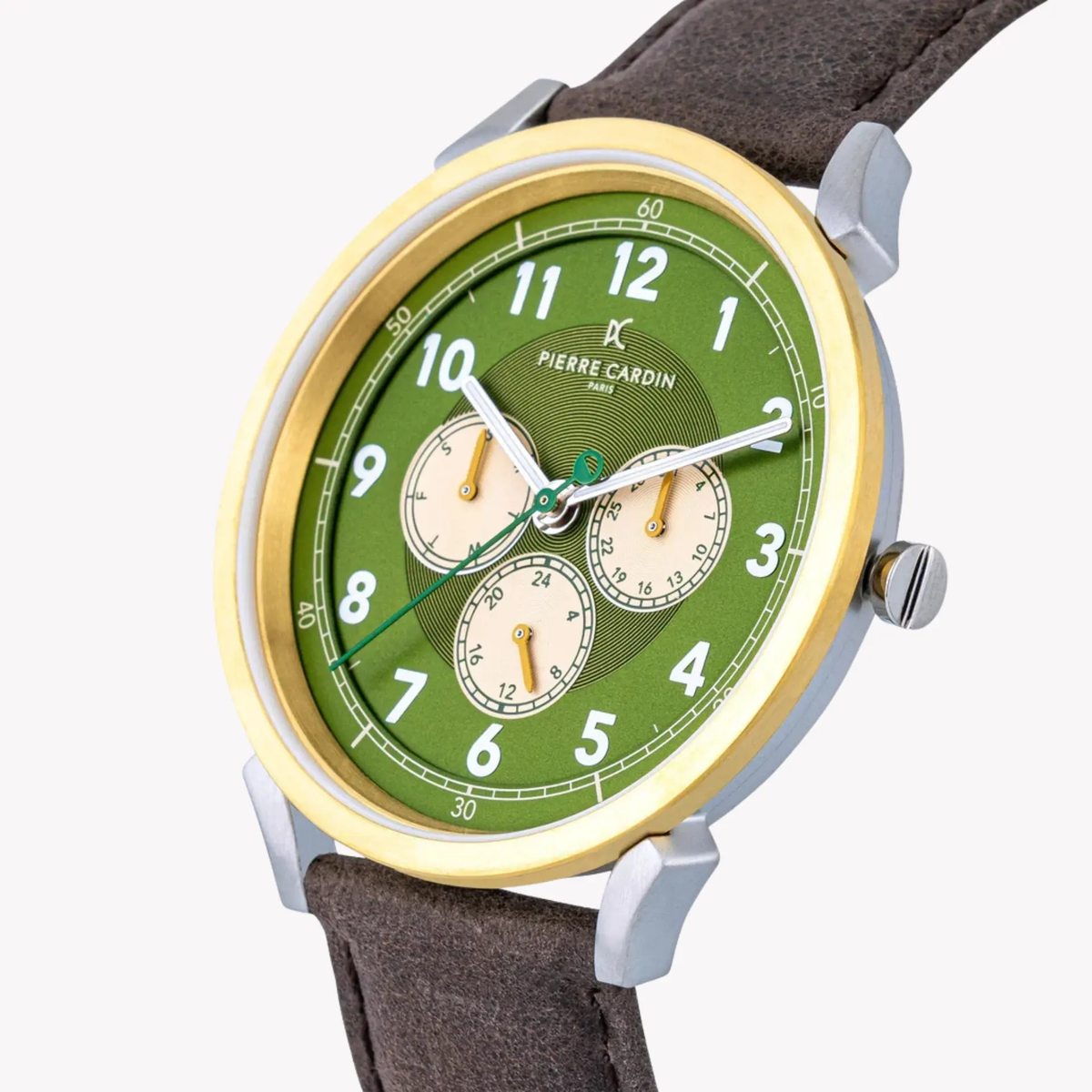 Pierre Cardin Men's Brown Leather Watch, Green Dial | Cpi.2071 by PIERRE CARDIN