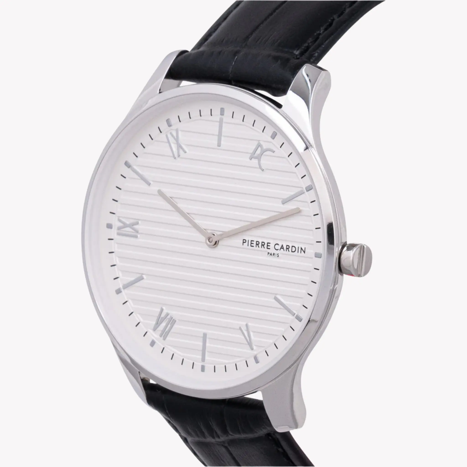 Pierre Cardin Men's Silver Metal Watch, Black Leather Band | Cba.4016 by PIERRE CARDIN