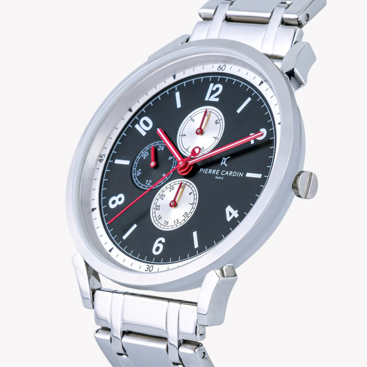 Pierre Cardin Men's Silver Stainless Steel Watch, Black Dial | Cpi.2083 by PIERRE CARDIN