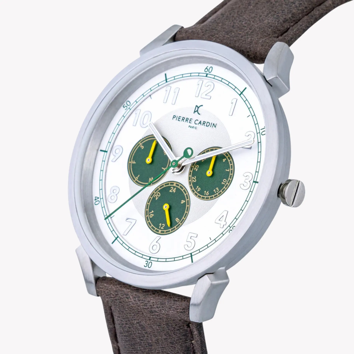 Pierre Cardin Men's Brown Leather Watch, Silver Case | Cpi.2049 by PIERRE CARDIN