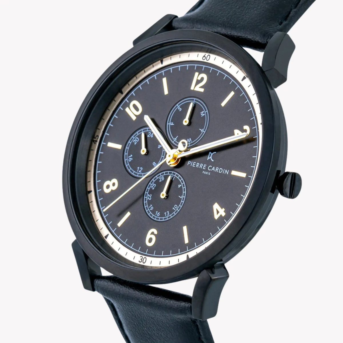 Pierre Cardin Men's Black Leather Watch, Stainless Steel | Cpi.2079 by PIERRE CARDIN