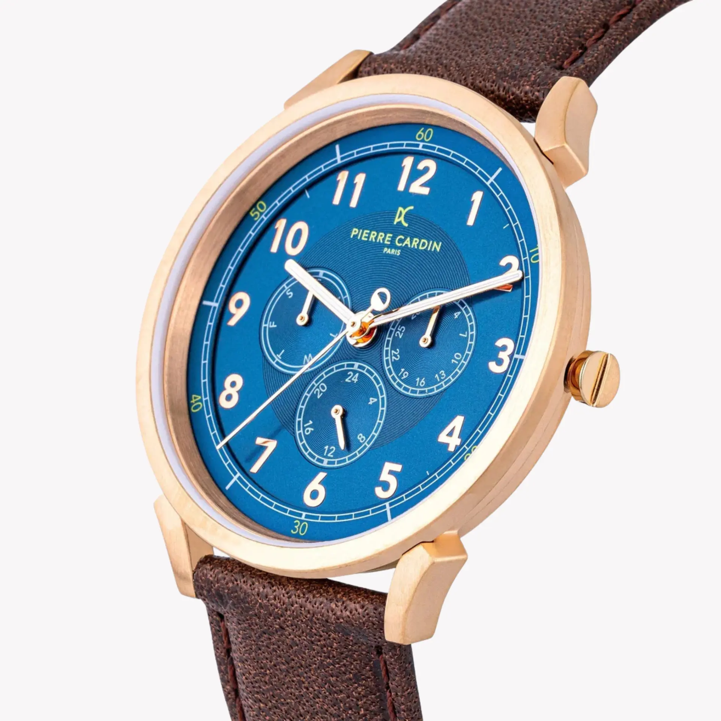 Pierre Cardin Men's Brown Leather Watch, Blue Dial | Cpi.2054 by PIERRE CARDIN