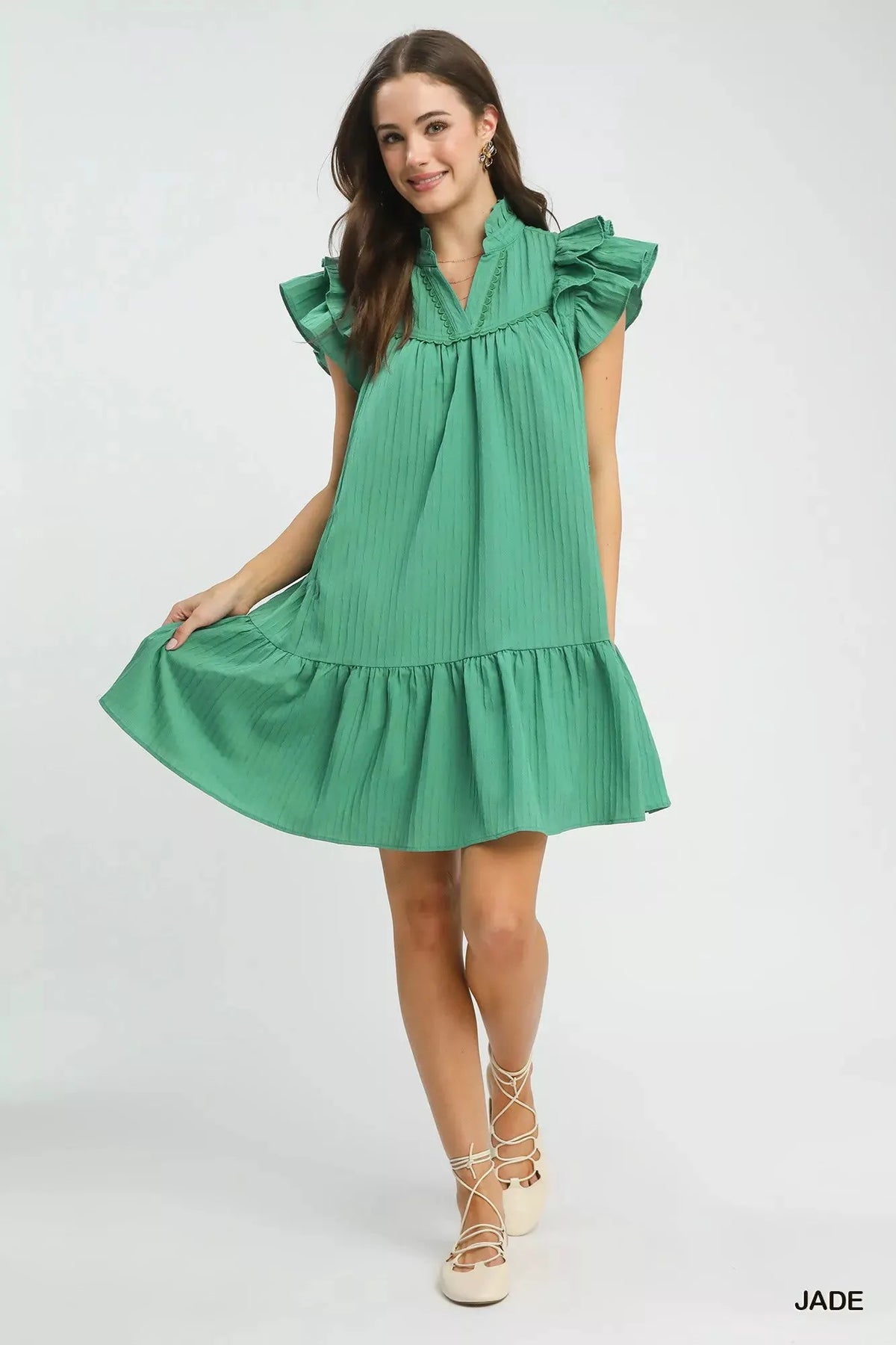 Umgee Flutter Sleeve Tiered Dress by Umgee