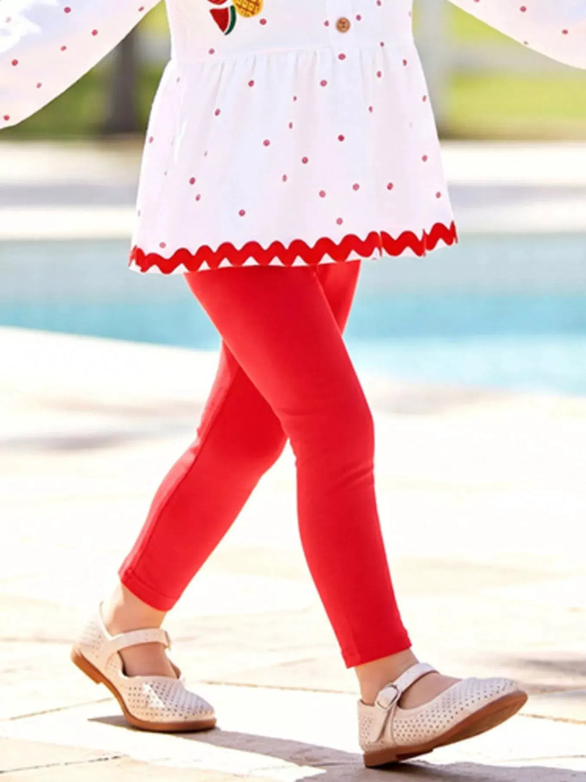 Children's Fruit Peplum Top and Leggings Two-Piece Set by Trendsi