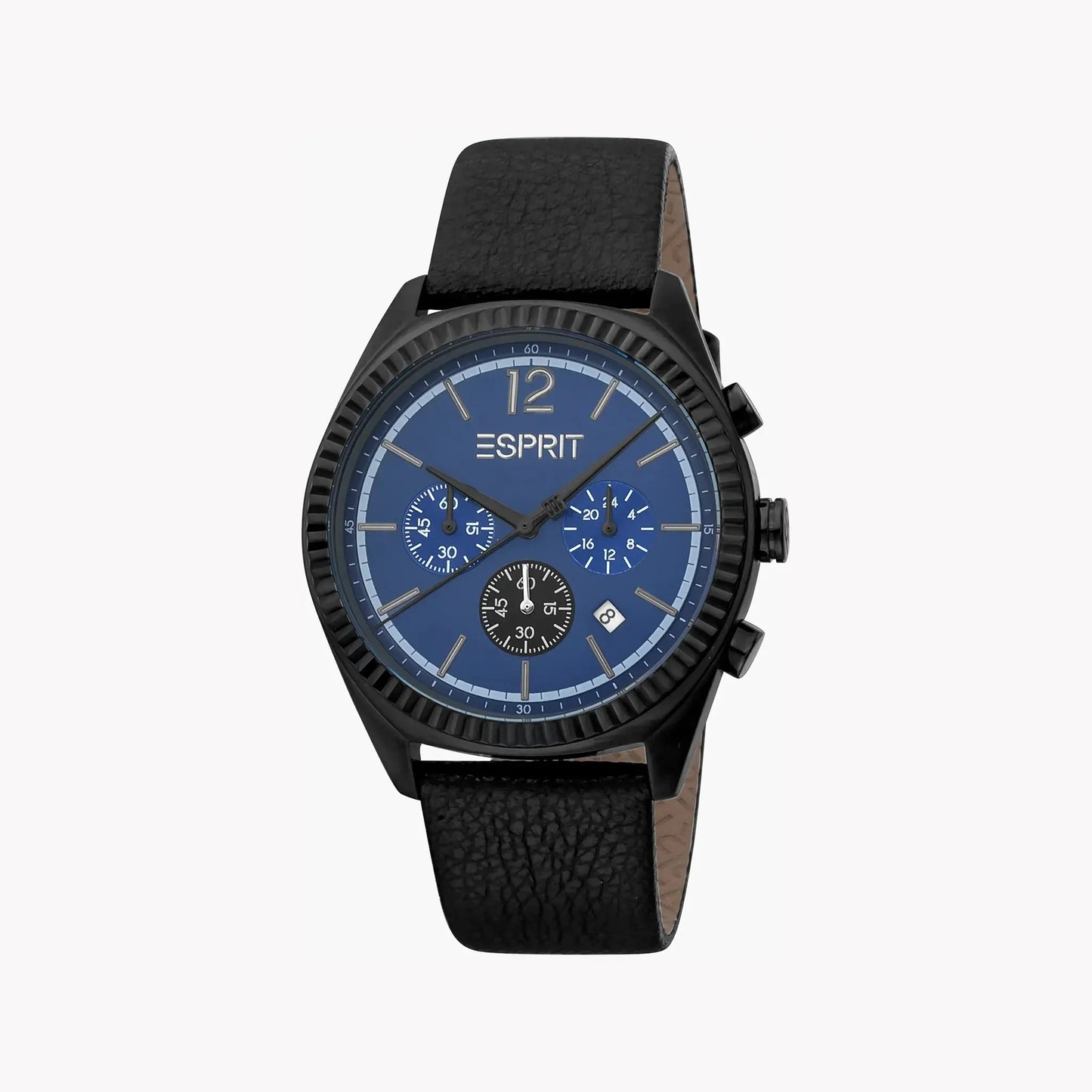 Esprit Men's Black Leather Watch, Blue Dial | Es1g163m0055 by ESPRIT