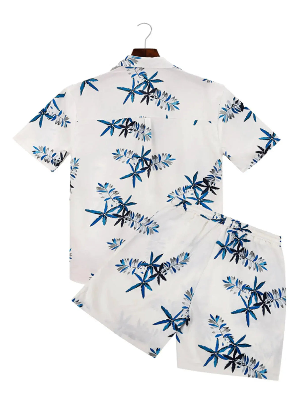 Men's Full Size Printed Button Up Shirt and Shorts Set Plus Size by Trendsi