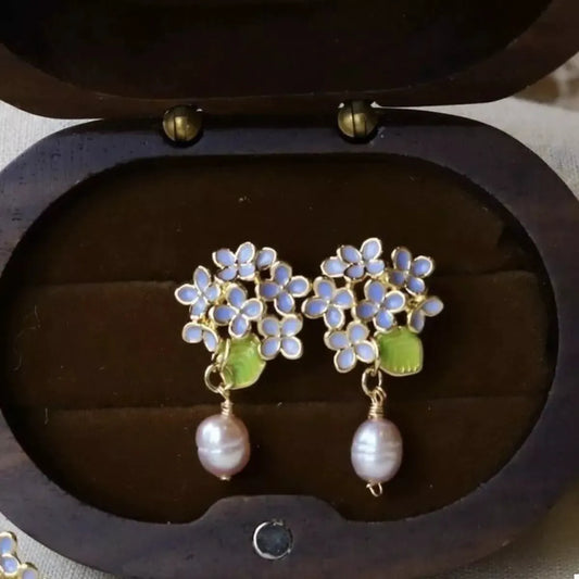 Flower Pearl Drop Earrings by Partner Label
