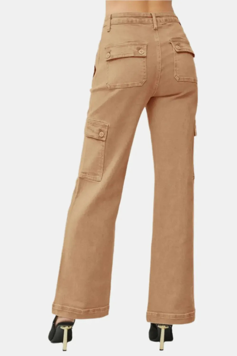 RISEN Full Size High Rise Wide Leg Cargo Jeans by RISEN