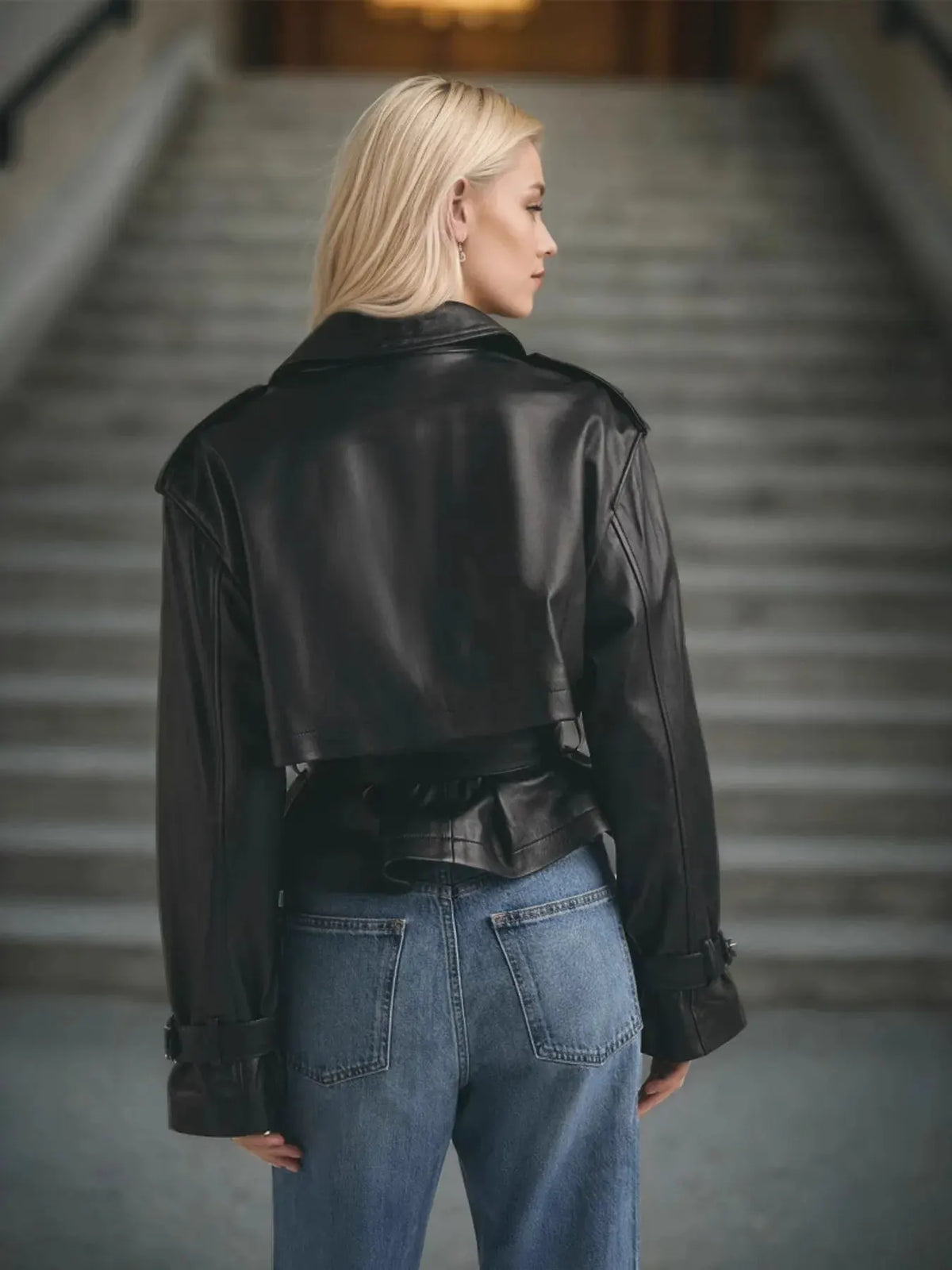 Leather Belted Trench Jacket by Partner Label