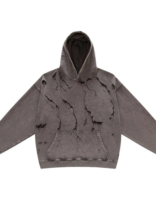 Men's Distressed Long Sleeve Hoodie by Trendsi