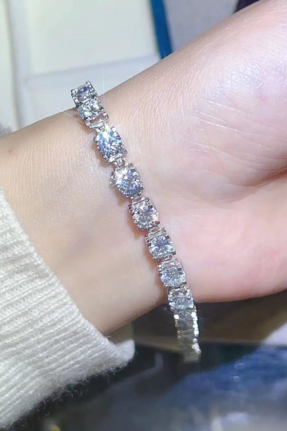 10 Carat Moissanite Platinum-Plated Bracelet by Partner Label
