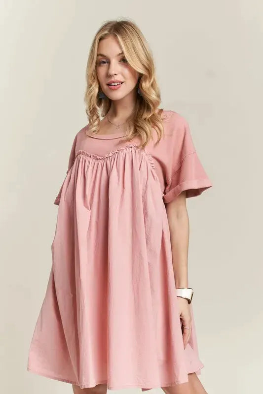 ADORA Round Neck Half Sleeve Babydoll Dress by Partner Label