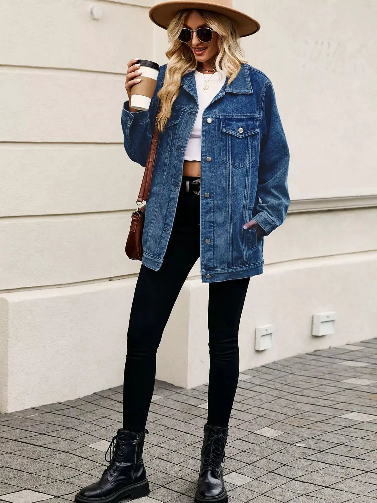 Button Up Long Sleeve Denim Jacket by Partner Label