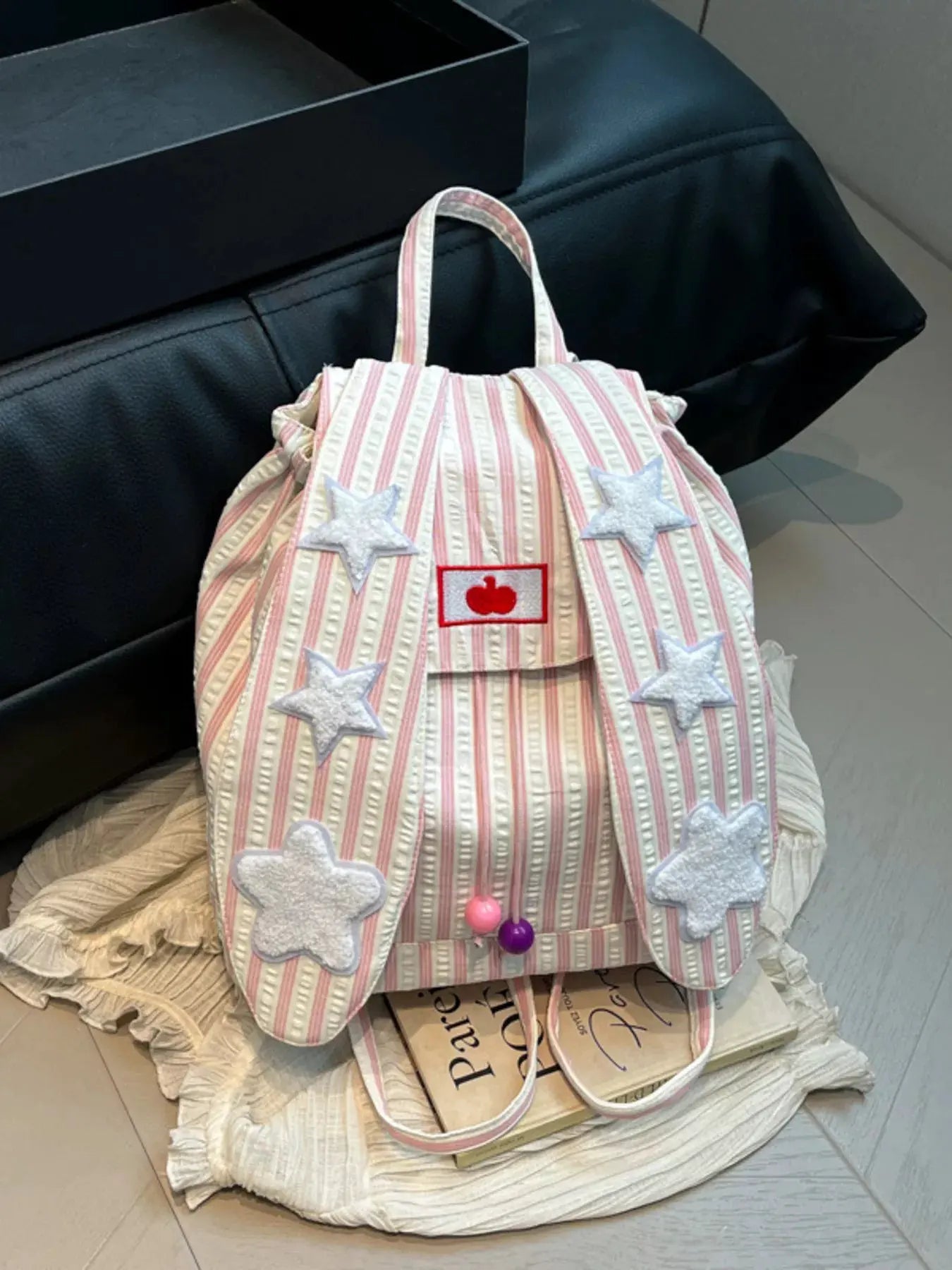 Striped Star Bunny Ear Backpack Bag by Partner Label