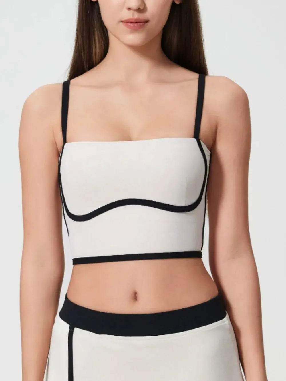 Millennia Contrast Trim Square Neck Active Cami with Detachable Chest Pads by Millennia