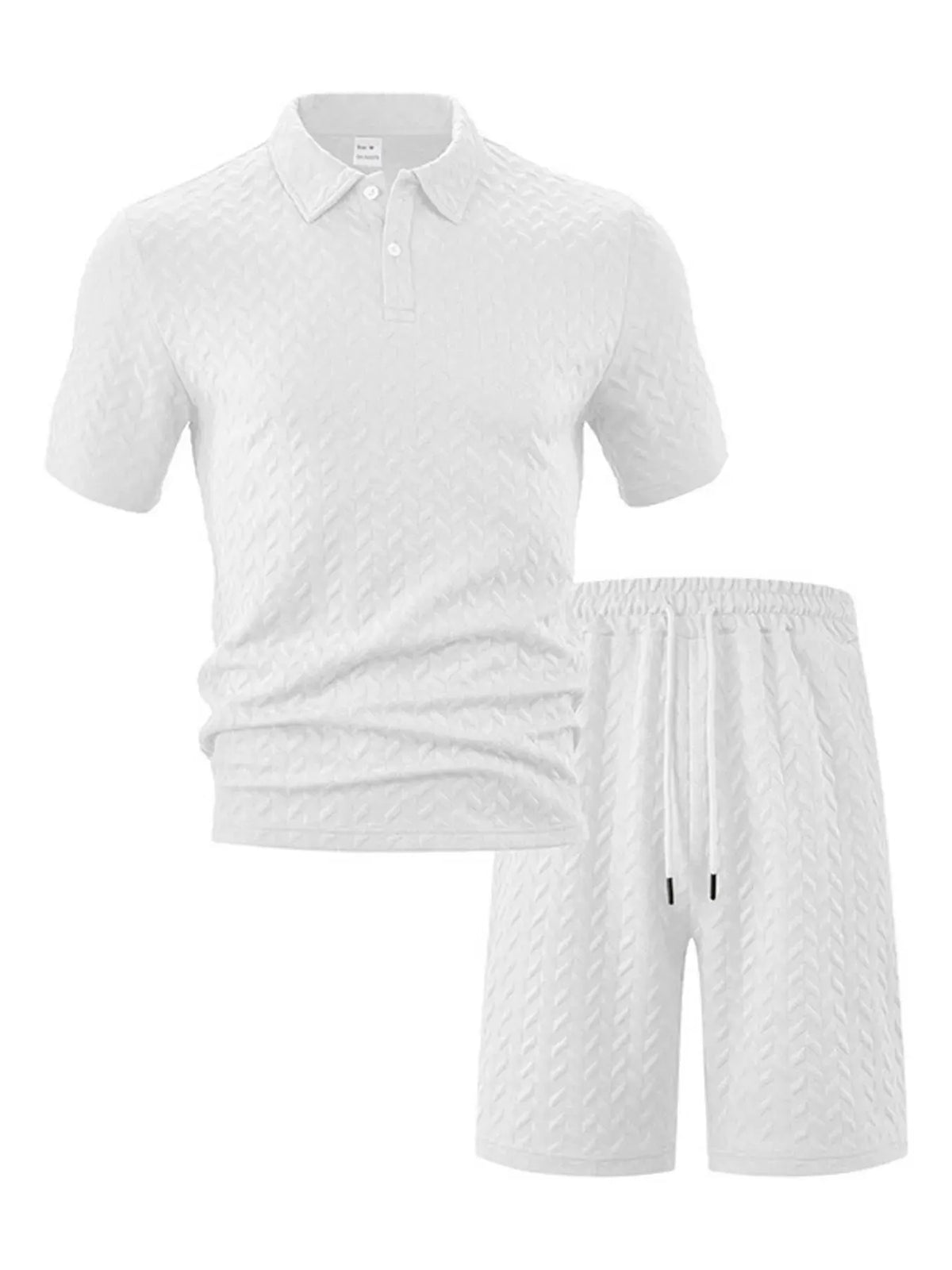Men's Full Size Textured Polo Shirt and Shorts Set Plus Size by Trendsi