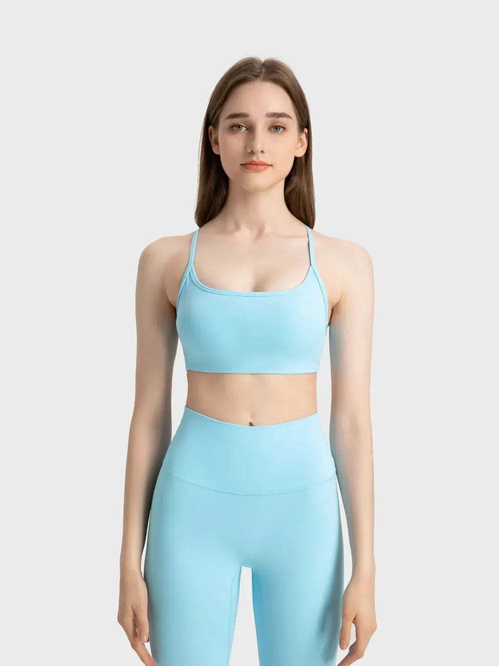 Millennia Crisscross Back Scoop Neck Active Cami with Detachable Chest Pads by Millennia