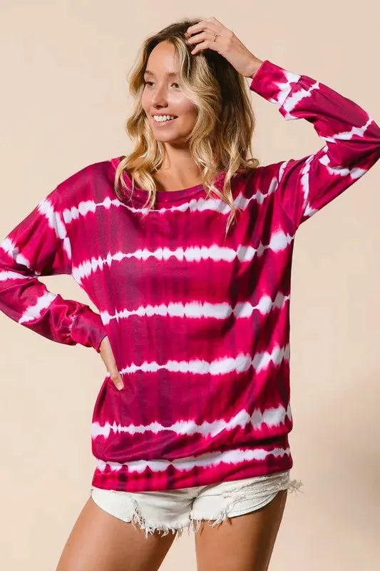 BiBi Tie Dye Print Terry Sweatshirt by BiBi