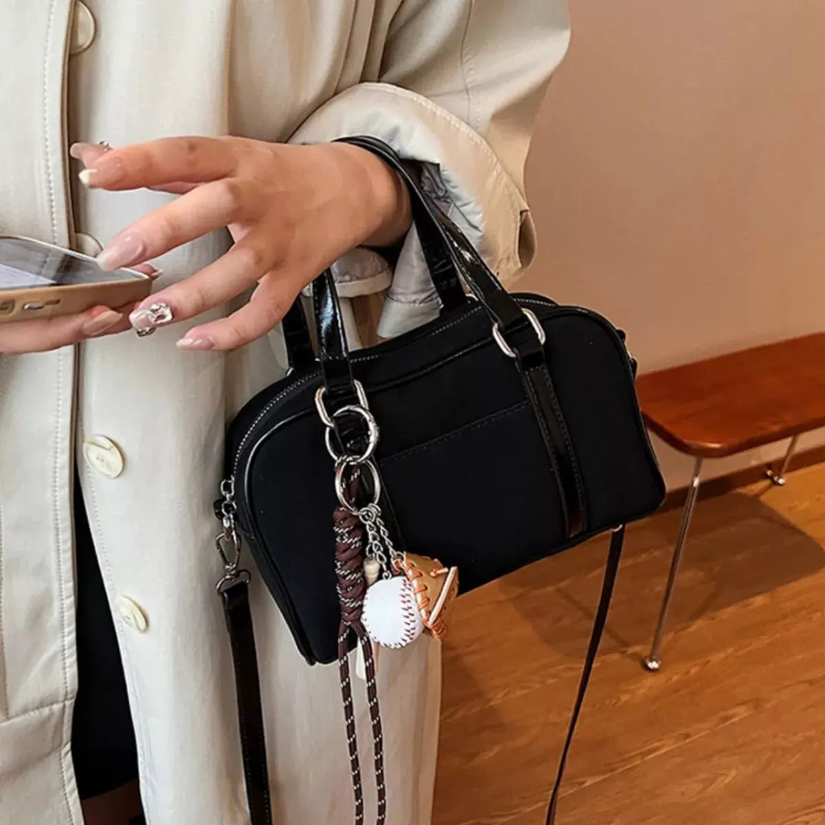 Buckle Crossbody Bag with Charm by Partner Label