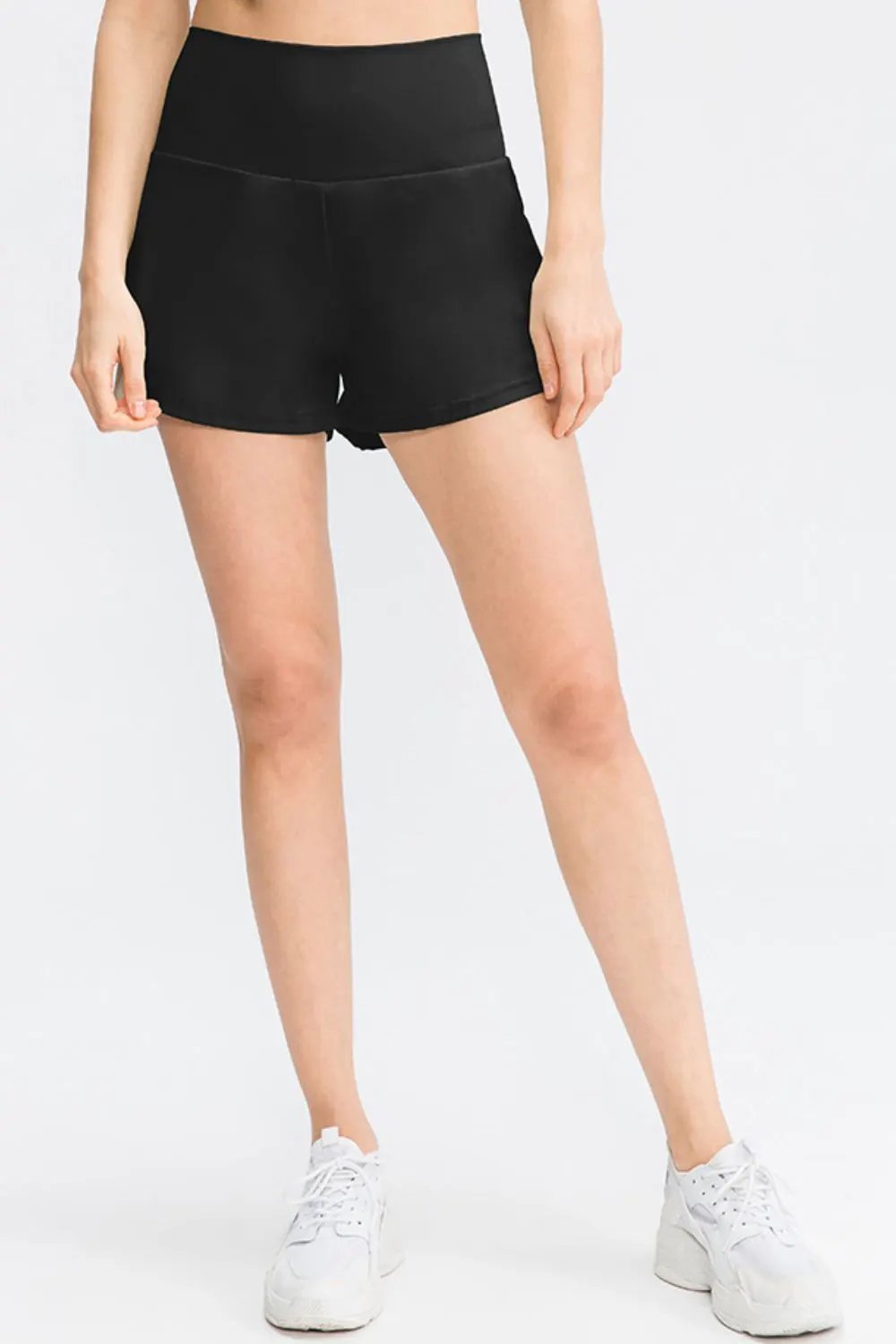 Wide Waistband Sports Shorts with Pockets by Partner Label