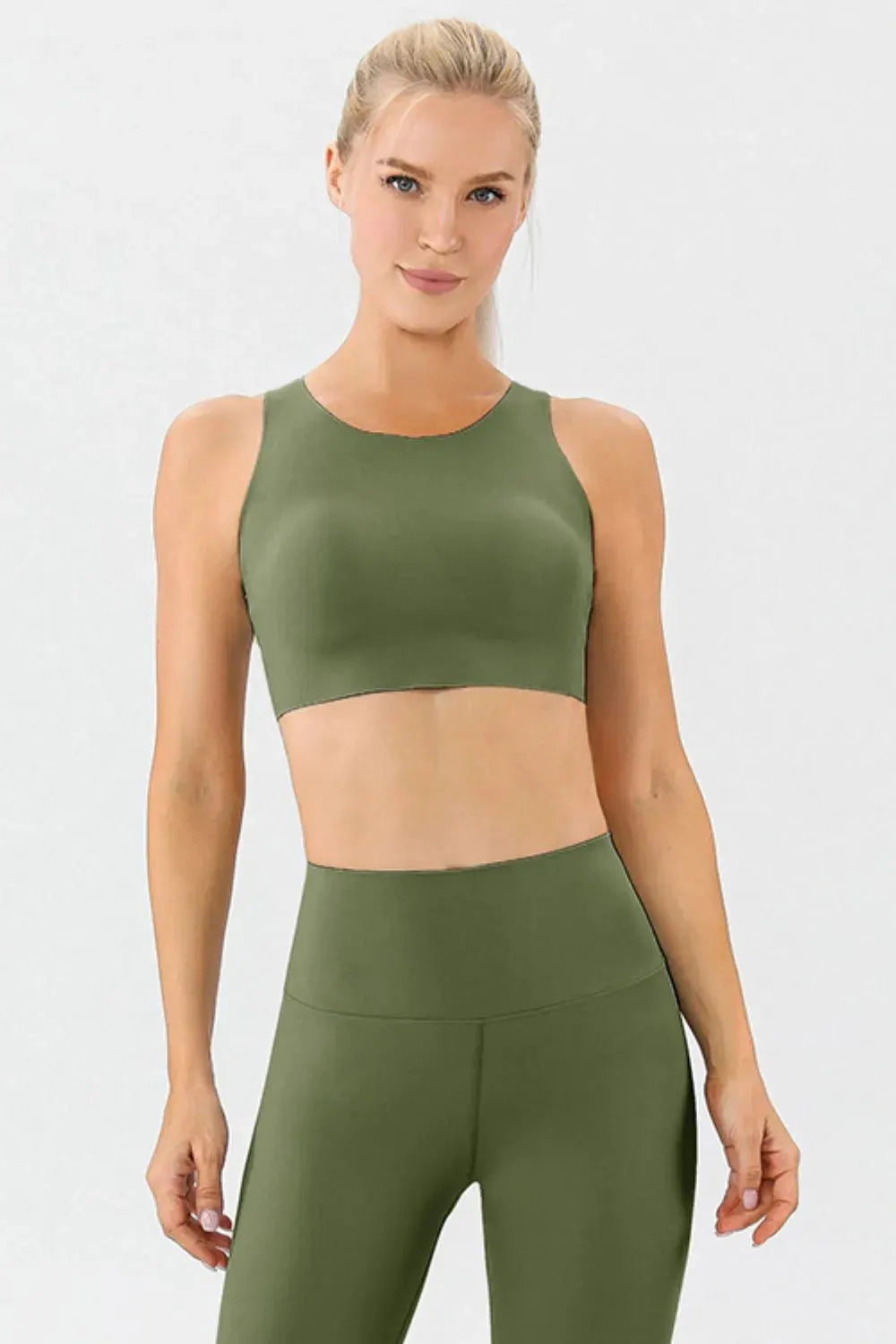 Round Neck Wide Strap Active Bra by Partner Label