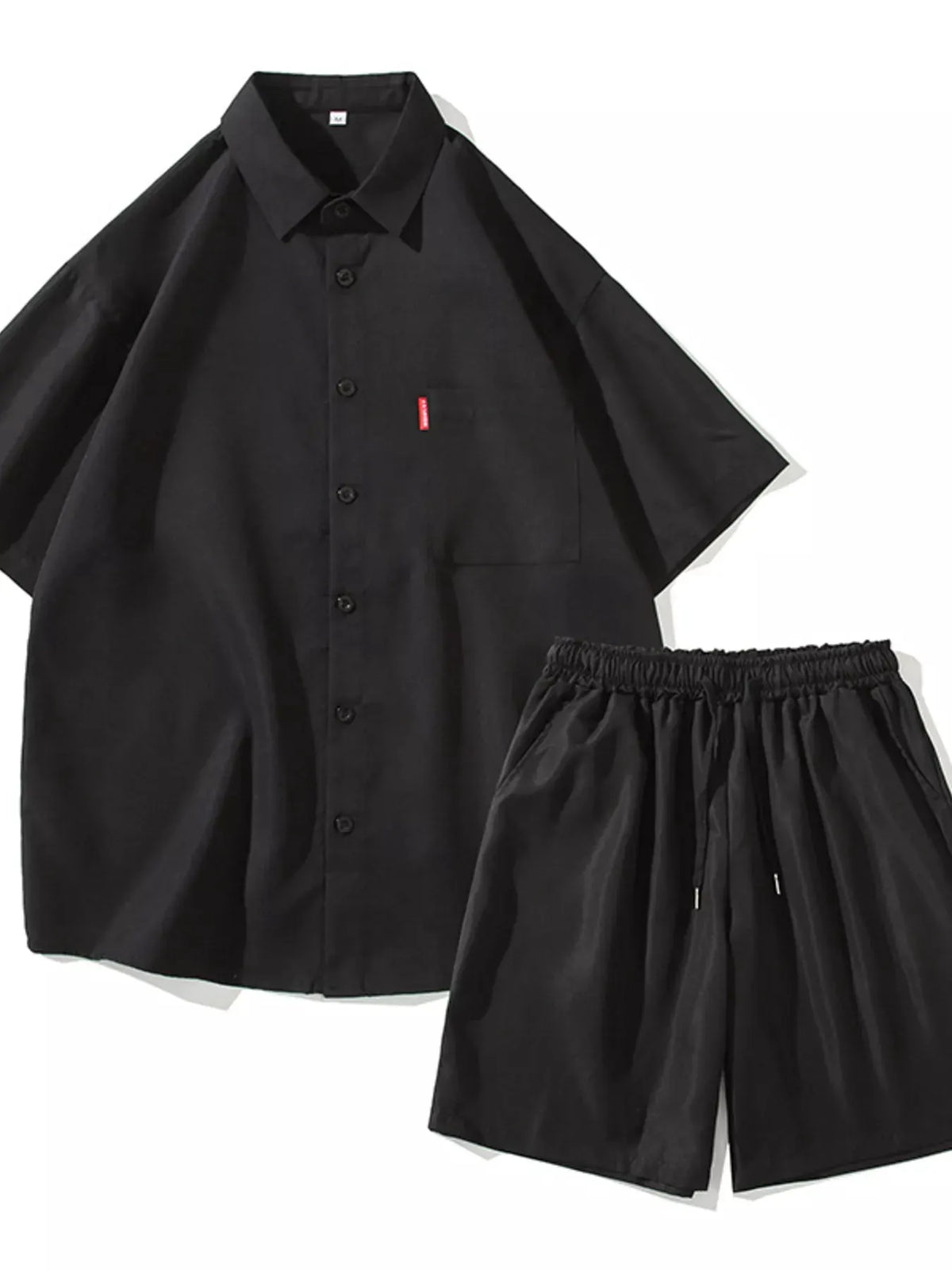 Men's Plus Size Casual Solid Color Shirt & Shorts Set by Trendsi