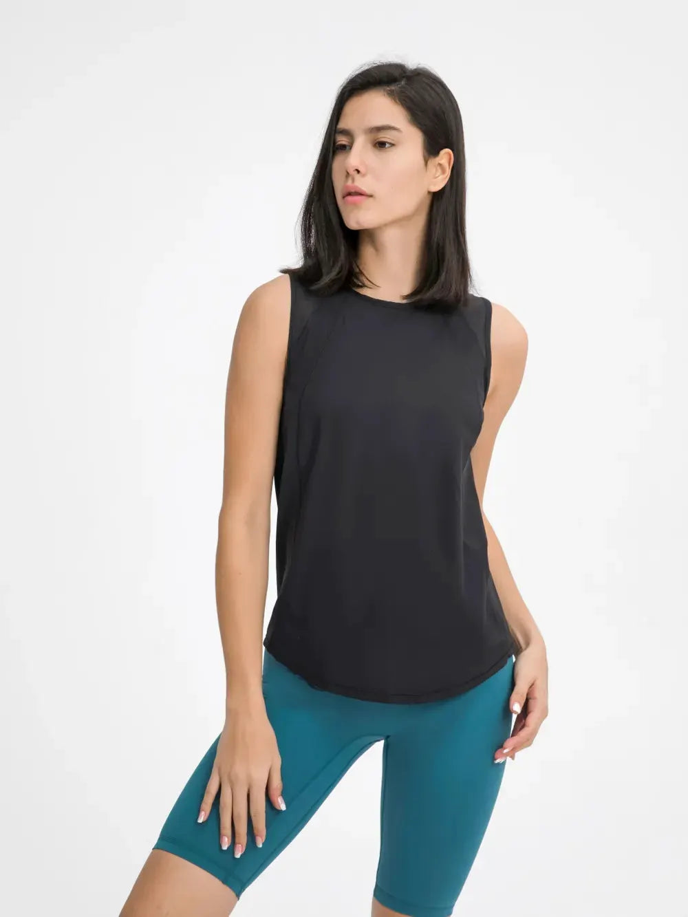 Millennia Cutout Back Round Neck Active Tank by Millennia