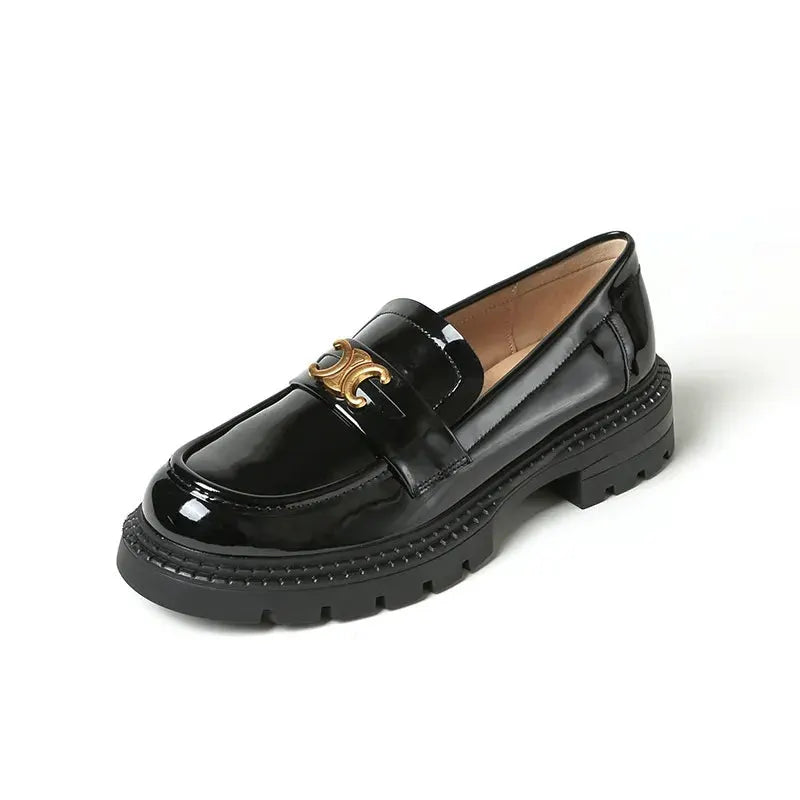 Round Toe Block Heel Loafers by Partner Label