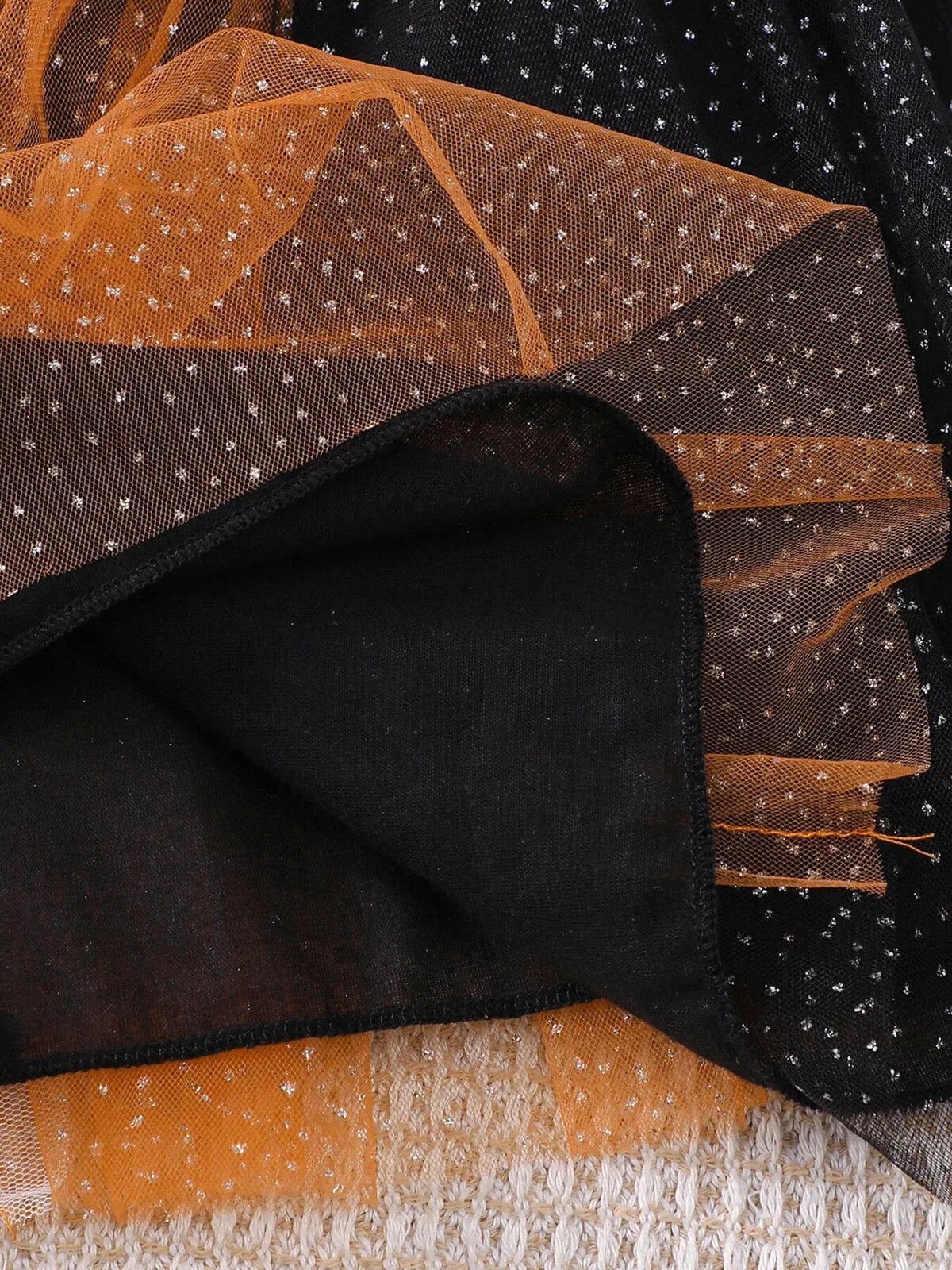 Children's Halloween Pumpkin Hooded Cape and Polka Dot Tulle Dress Set by Trendsi
