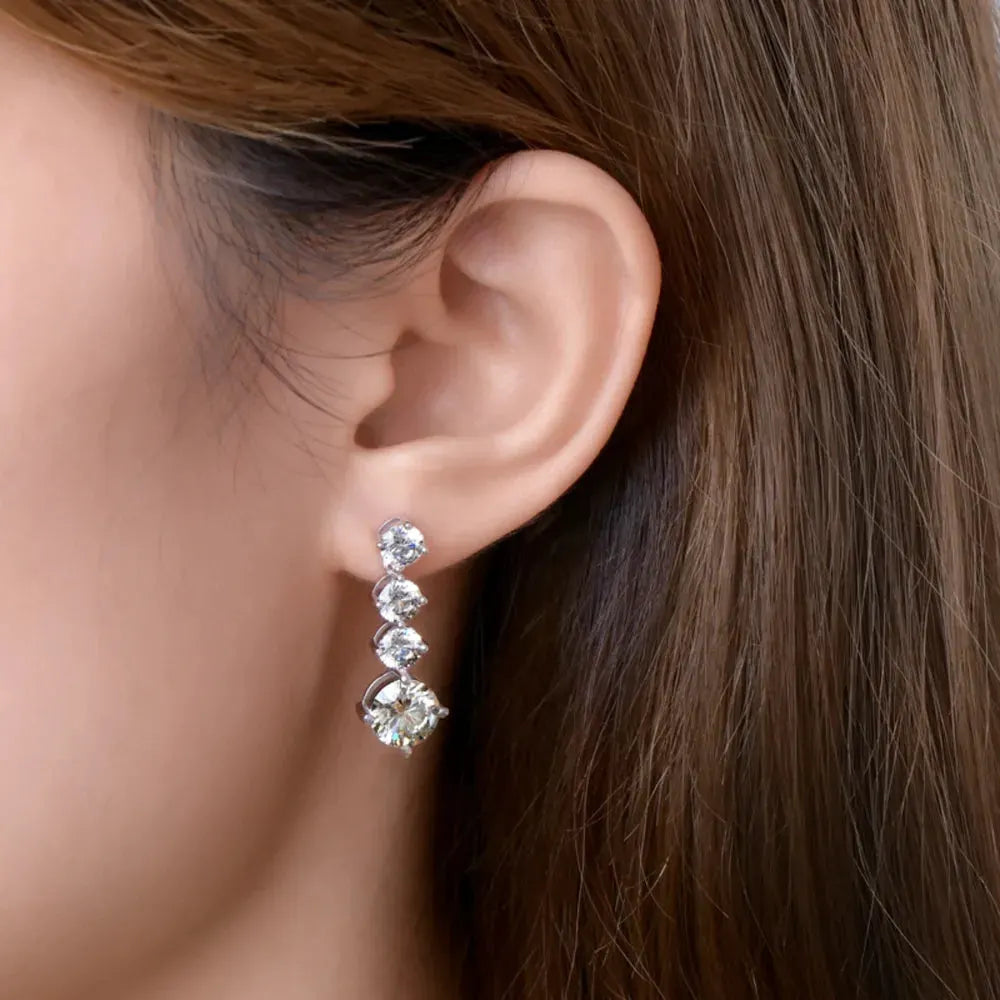 4 Carat Moissanite 925 Sterling Silver Earrings by Partner Label