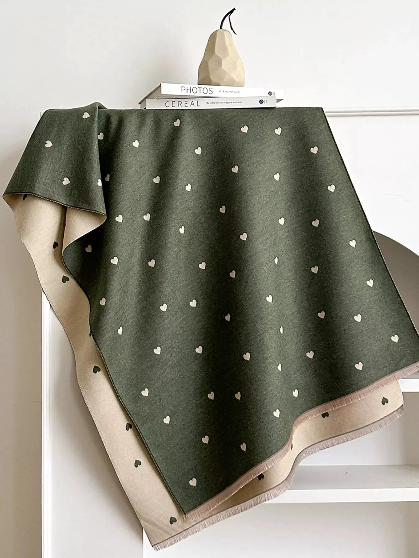 Heart Raw Hem Scarf by Partner Label
