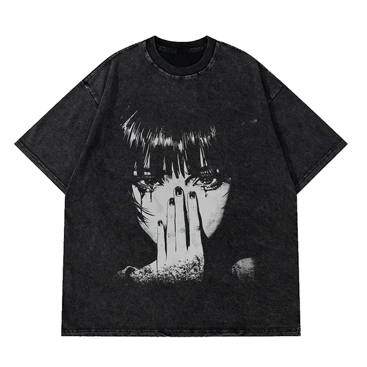 Hip Hop Washed Graphic T Shirt Men Streetwear Cotton Loose Fit by Vimost Shop