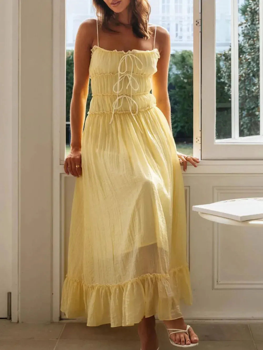 Devine Frill Ruffled Hem Midi Cami Dress by Devine