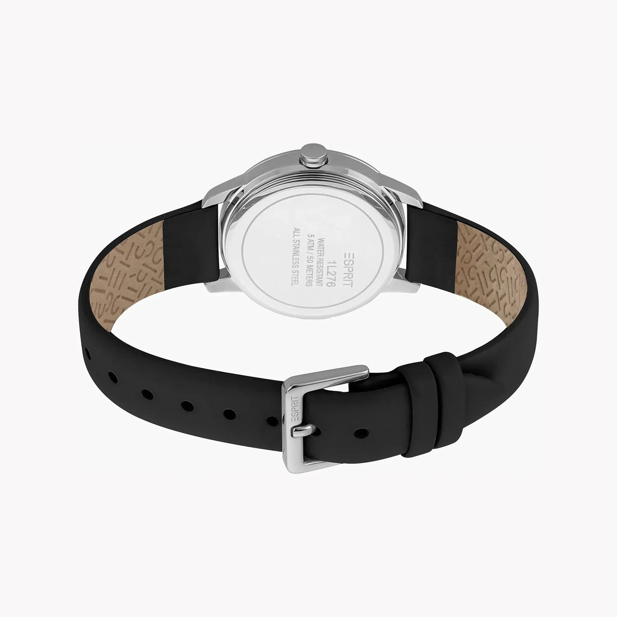 Esprit Women's Black Leather Watch, Silver Dial | ES1L276L1015 by ESPRIT