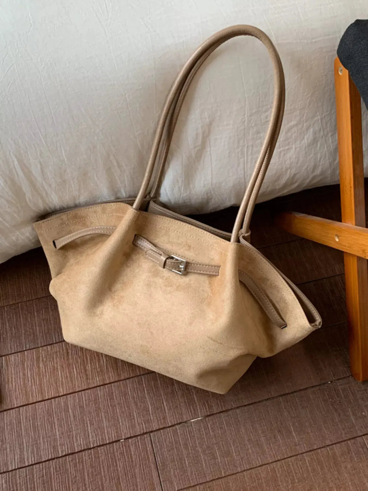 Solid Color Buckle Tote Bag by Partner Label