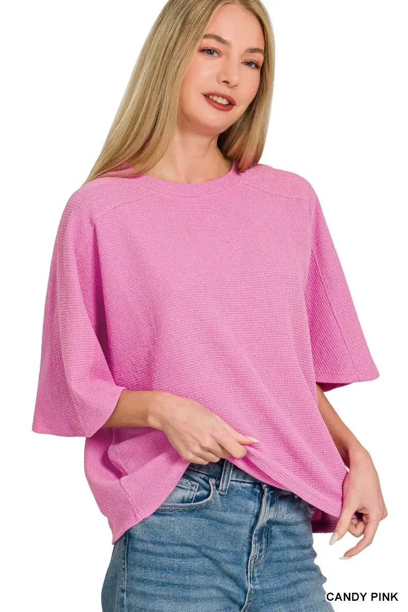 Zenana Double Knit Short Sleeve Top by Zenana