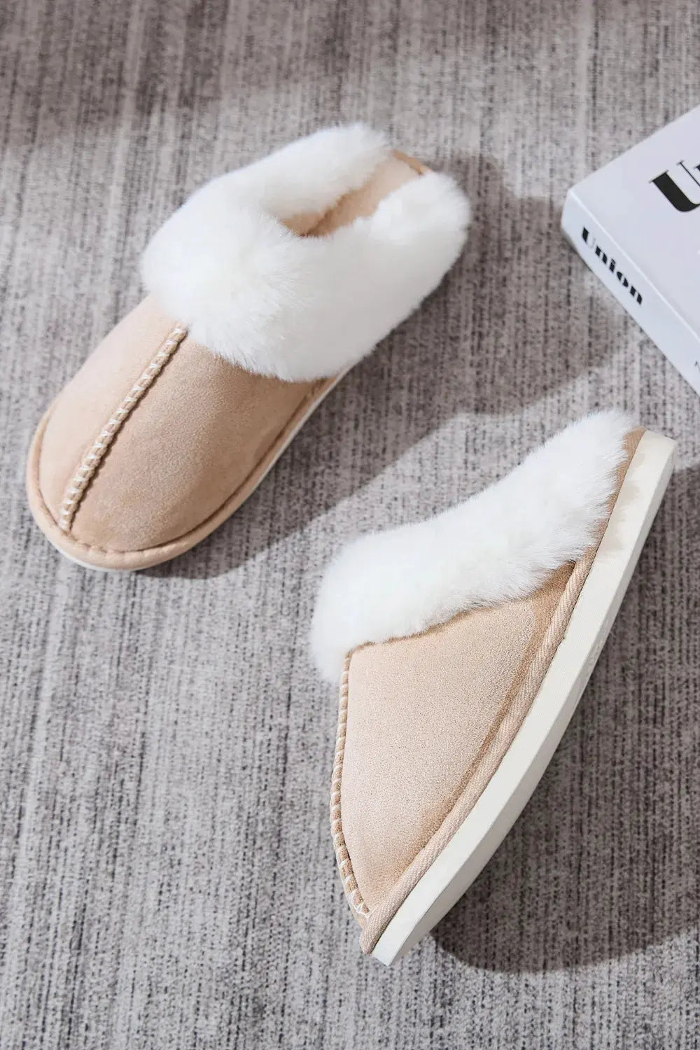 Faux Fur Round Toe Slippers by Partner Label