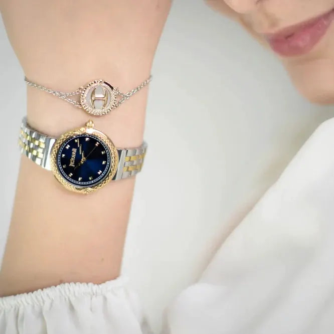 Just Cavalli Women's Two-Tone Watch, Dark Blue Dial | Jc1l311m0065 by JUST CAVALLI
