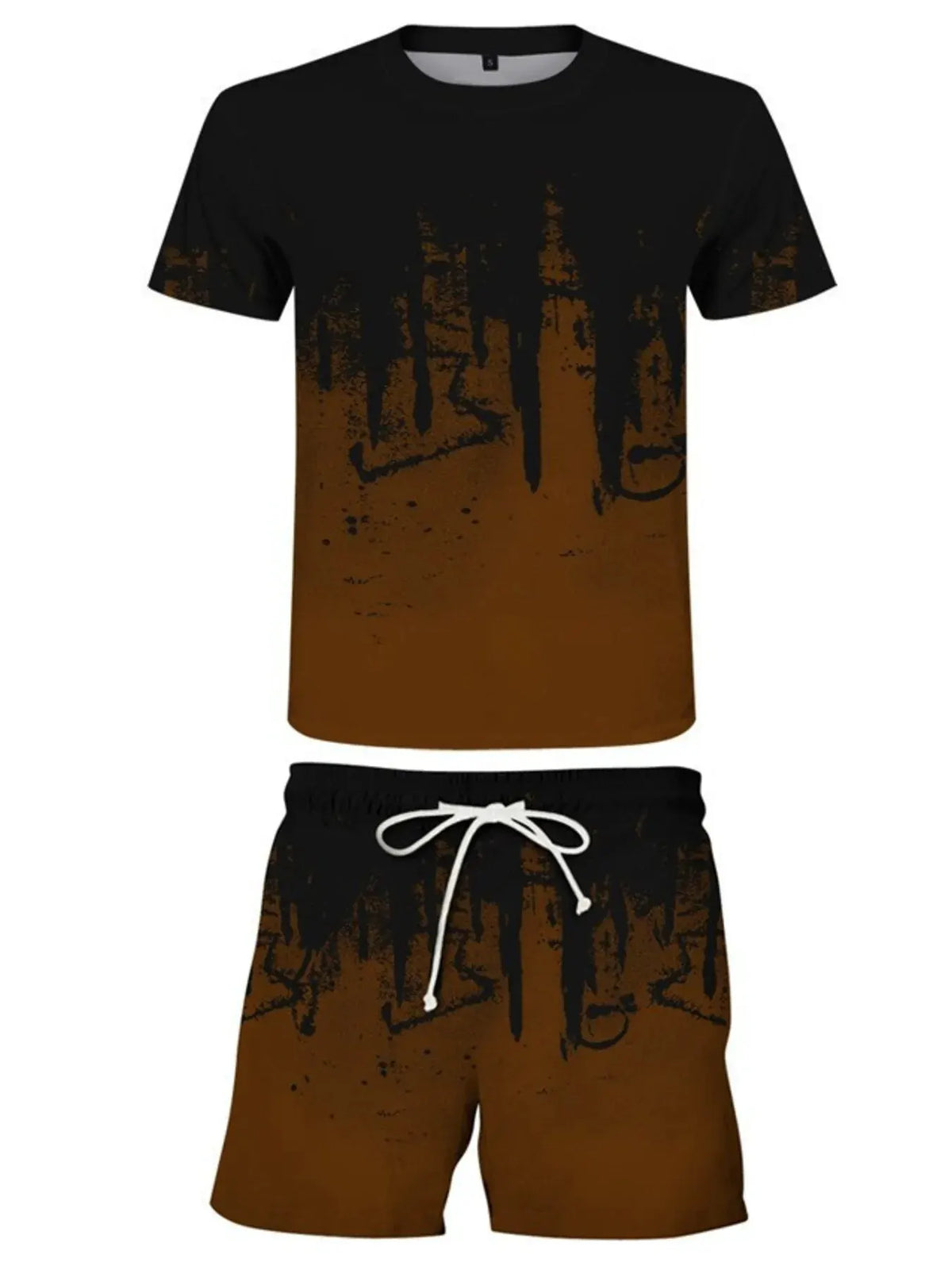 Men's Full Size Printed Short Sleeve Tee and Shorts Set Plus Size by Trendsi